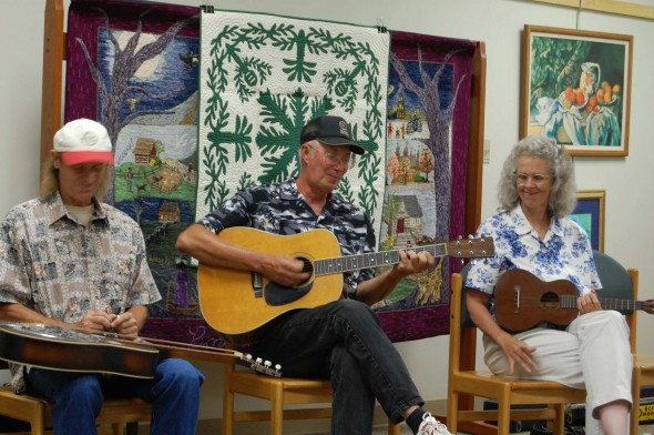 Doug Smith, Floyd Alexander and Barb Kuhns at the library (photo by Aaron Zaremsky)