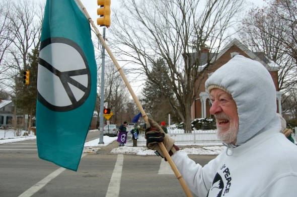 The Saturday war protesters continue their weekly tradition, eight years down the road.