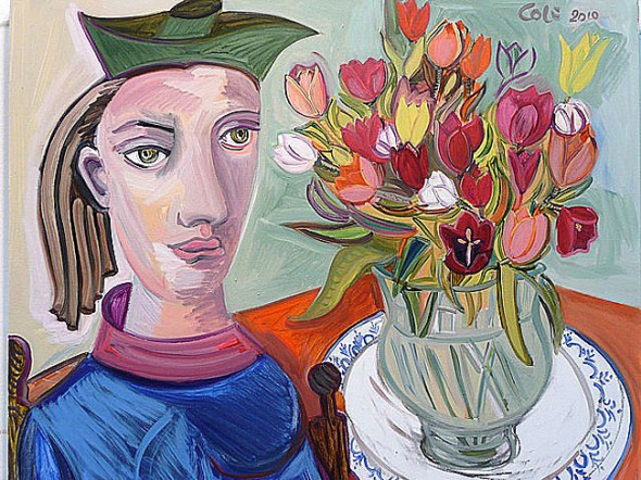 Woman With Tulips I, 24 x 30, Oil on Canvas, 2010