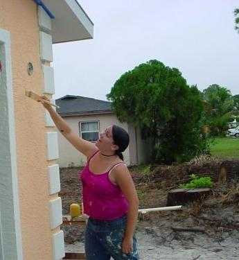 Sometimes we painted the outsides of houses, in colors that were very much NOT eggshell.