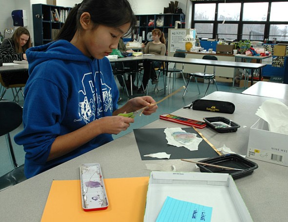 Olivia Brintlinger-Conn paced herself in yesterday's art competition at McKinney.