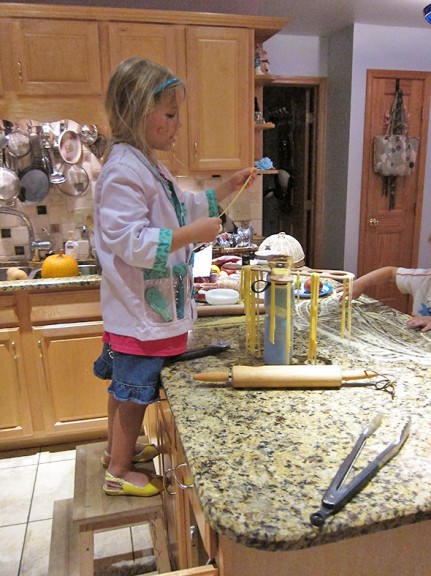 stretching the pasta