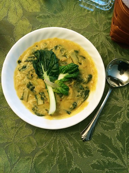 pumpkin and pak choy soup