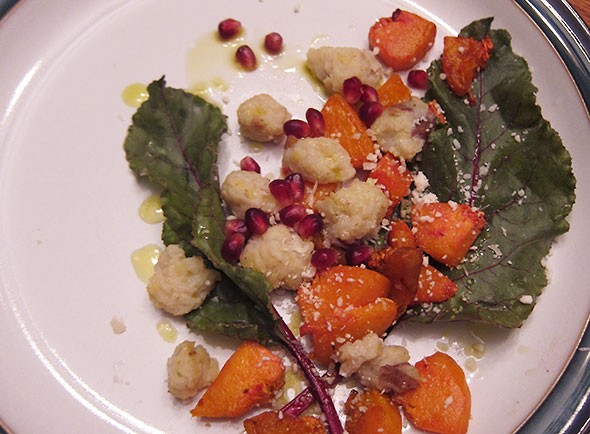 side dish of butternut squash and gnocchi