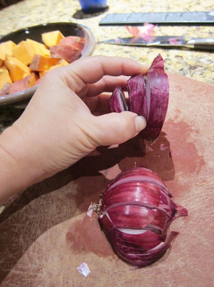 dicing onion