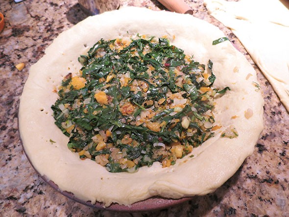 filling of squash and greens