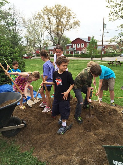 mulching the garden