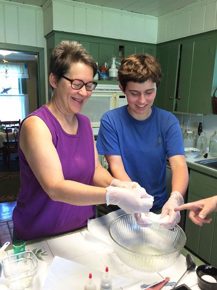 pulling mozzarella