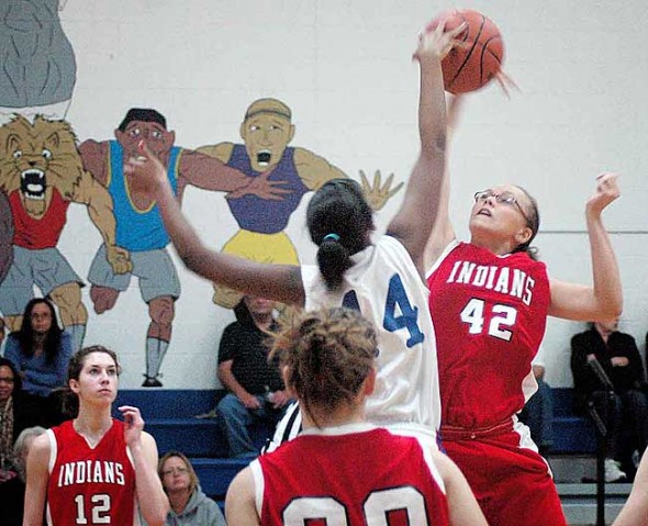 Lady Bulldogs’ Angela Allen grabbed the opening ball for her team, which lost narrowly to Cedarville last week 55–46.
