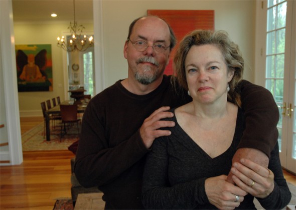 Erik and Deirdre Owen in the living room of their Glen Road home, which they have turned into a bed and breakfast. (Photo by Megan Bachman)