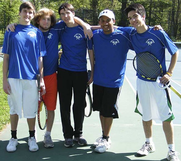 Bulldog senior tennis players, from left, Isaac Haller, Nicky Sontag, Quinn Leventhal, Addison Pettiford, Aldo Duque and Will Turner (not pictured) finished their final season 7–3 as a team. (Submitted Photo)