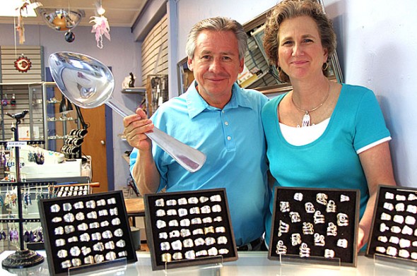 Jose and Connie Soto recently opened Artistic Silver on Dayton Street at the site of the former Sugar Cubes. The store sells Jose’s original jewelry, along with other offerings. (Photo by Sehvilla Mann)
