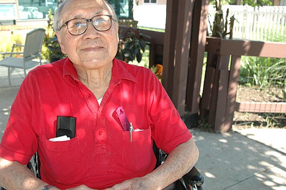 At age 90, Frank Kakoi looks back on a long and happy life, although it included a period in a U.S. government relocation camp during World War II, since Kakoi and his family are Japanese. Ernest Morgan brought Kakoi to Yellow Springs to work at the Yellow Springs News in order to release him from the camp. Later, Morgan brought the rest of his family to the village. (Photo by Diane Chiddister)