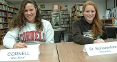 Erica Chick, left, and Elizabeth Malone are stand-out Yellow Springs High School swimmers who recently signed commitments to colleges. (Photo by Megan Bachman)