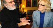 The University of Dayton will present Eleemosynary at its Boll Theater beginning this weekend, at 8 p.m. on Feb. 3 and 4, and 7 p.m. on Feb. 5. The play, which continues next weekend, is directed by Yellow Springs resident Tony Dallas and stars local actor Marcia Nowik, who are shown discussing the play at Dallas’s Stafford Street home. (Photo by Diane Chiddister)