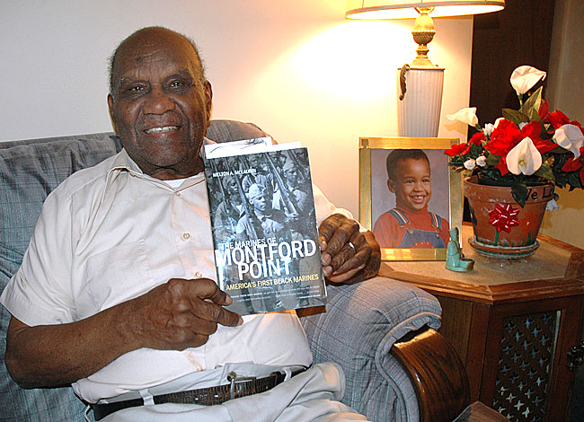 Villager Jonas Bender will be honored soon for his World War II military service, when he was part of the first group of African Americans to join the Marines. Called the Montford Point Marines, the group was subjected to racism and segregation while in the military. The group will receive the Congressional Gold Medal this spring for its contributions to the war effort. (Photo by Diane Chiddister)