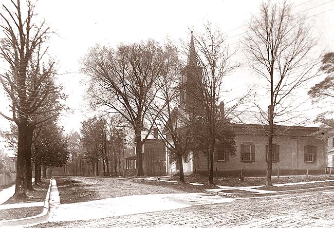 The United Methodist Church at its Winter Street location, as seen from Dayton Street in the early 20th century. The photo was developed from a glass negative owned by Howard Kahoe.