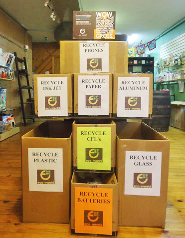 Eco•Mental's recycle station in their downtown shop at 257 Xenia Ave. (photo from www.ecomentyso.com)