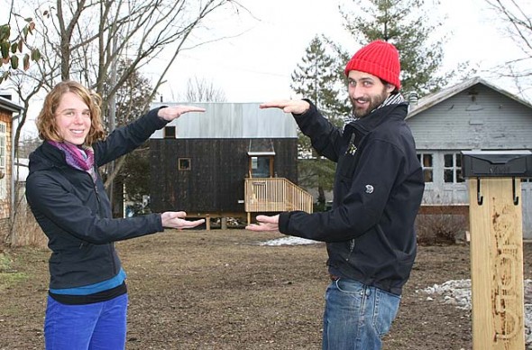 As a result of the new Zoning Code Village Council passed in October, smaller homes like Allison Paul and Alex Melamed’s tiny 320-square-foot structure on Walnut Street, will now be allowed as primary homes in the village. (Photo by Suzanne Szempruch)