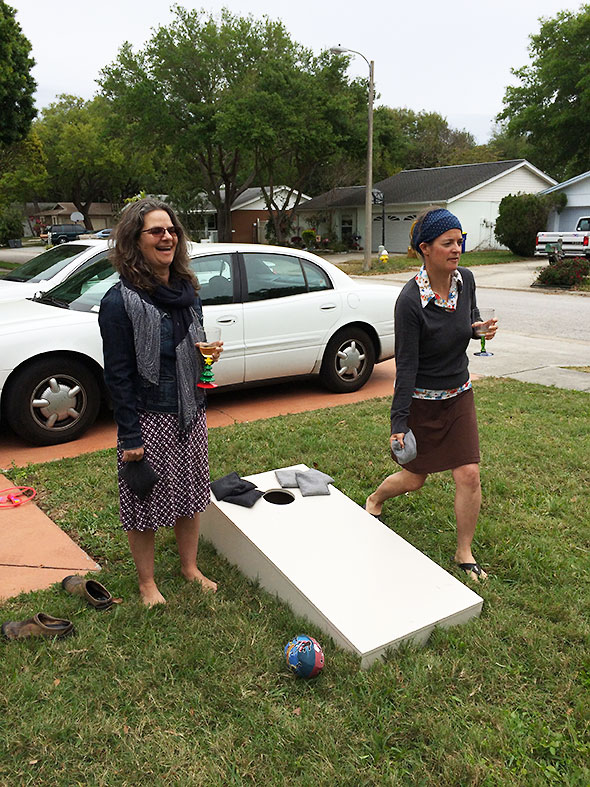 corn hole with the sisters