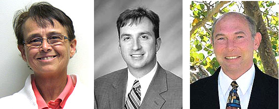 From left, Patti Bates of Milford, Ohio, David Elmer of Cincinnati and Robert Kellogg of Palm City, Fla., are the three finalists in the search for a new Village manager. They will appear at a public forum on Thursday, May 21, 6:30 p.m. at the Bryan Center gym. (Submitted photos)