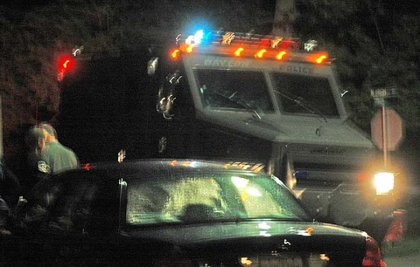 Three SWAT vehicles, including the one above, and 83 police, including two SWAT teams, converged on Yellow Springs on July 30, 2013, when villager Paul E. Schenck barricaded himself in his High Street home and began firing at police. Schenck died from a SWAT sniper bullet from the Greene County Regional SWAT team, of which Yellow Springs is a member.