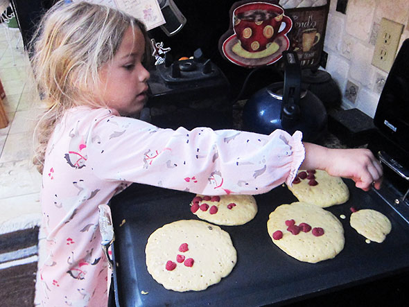 loading up the berry pancakes