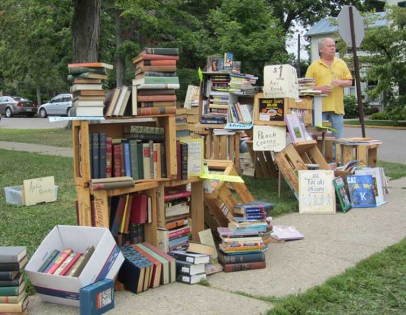A great display of books, old and new, at the corner of Walnut and Elm streets. (submitted photo by Kate Mooneyham)