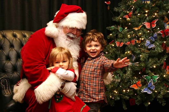Twins Sophia and Sam Burns visited Santa at the Glen building on Saturday. (Photo by Suzanne Szempruch)