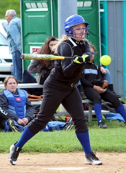 Yellow Springs High School softball player Elly Kumbusky hit for the Lady Bulldogs on Thursday, April 23, against defending conference champions Dayton Christian. (Submitted photo)
