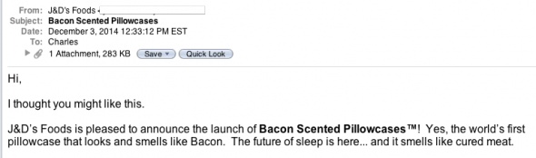 Bacon-scented pillowcases