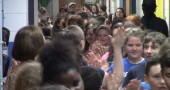 Mills Lawn School sixth grade students run the annual ritual of the clap out. (Video by Matt Minde)