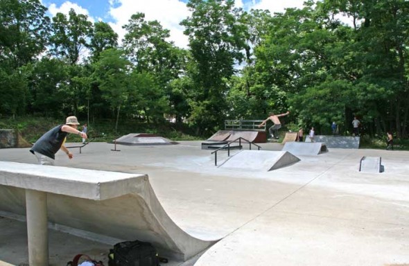 The concrete ramps in the foreground is phase one of the skate park improvements. (Photos by Suzanne Szempruch)
