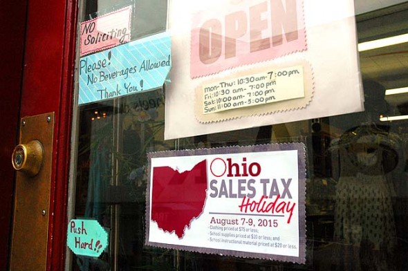 Ohio's S.B. 243 enacted a one-time sales tax holiday to occur only in 2015. The holiday starts on Friday, August 7, 2015 at 12:01 a.m. and ends on Sunday, August 9, 2015 at 11:59 p.m. (Photo by Matt Minde)