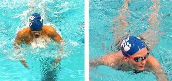 Team Captain Olivia Chick won first in two events, the 100-yard and 200-yard freestyle, at last Friday’s district meet. She set a new YSHS record in the 200-yard freestyle event. At the same meet, Team Captain Aman Ngqakayi won first in the 100-yard breaststroke, breaking the one-minute barrier, and seventh in in the 100-yard freestyle. Other members of the team also showed a strong effort. This week, Chick and Ngqakayi advance to the state finals in Canton. (Submitted Photos)