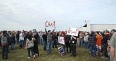 Supporters of Donald Trump gathered in Vandalia on Saturday to cheer on his bid for presidency. Approximately 10,000 people attended the rally, chanting along with Trump’s promise to build a border wall with Mexico and “bomb the hell out of ISIS.” (Photo by Dylan Taylor-Lehman)