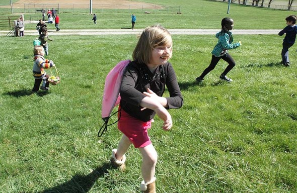 About 60 children took part in last Saturday’s annual Easter egg hunt at the Gaunt Park hill. It was a perfect spring day as kids sprinted up the hill, searching for goodies in the grass. (Photos by Diane Chiddister)