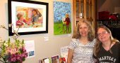 Watercolors by Libby Rudolf, left, and art quilts by Pam Geisel are on display at The Winds Cafe. An opening reception for the artists will take place this Sunday, May 15, from 4:30 to 6:30 p.m. (Submitted photo)