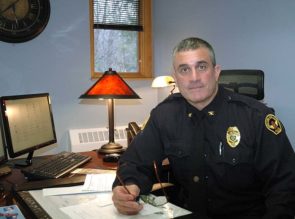 Officer Brian Carlson, a six-year veteran of the Yellow Springs police department, was named interim police chief on Monday, Jan. 23. He fills the vacancy left by former Chief David Hale, who resigned three weeks ago following the events of the New Year’s Eve Ball Drop. (Photo by Audrey Hackett)