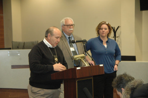 Greene County Sheriff Gene Fischer leads a press conference on Wednesday afternoon in Xenia. Standing next to Fischer is Captain Dave Tidd, who is overseeing the investigation, and Kelly Edwards, the lead detective on the case.