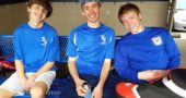 Senior Kike Coronado, junior Peter Day and senior Dylan Dietrich, current heavy-hitters on the YSHS tennis team, relax following a typically victorious match. The Bulldogs extended their winning season last week with two wins over Urbana and Valley View. Sweeping all five courts against both competitors, the YSHS holds an impressive 8–2 record. (Submitted photo)