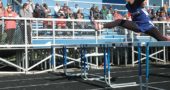 Yellow Springs High School hurdler Julie Roberts breaks ahead of the pack at the Bulldog Invitational held on Monday this week. Roberts took first place in both the 100-meter and 300-meter hurdles. (Photo by Dylan Taylor-Lehman)