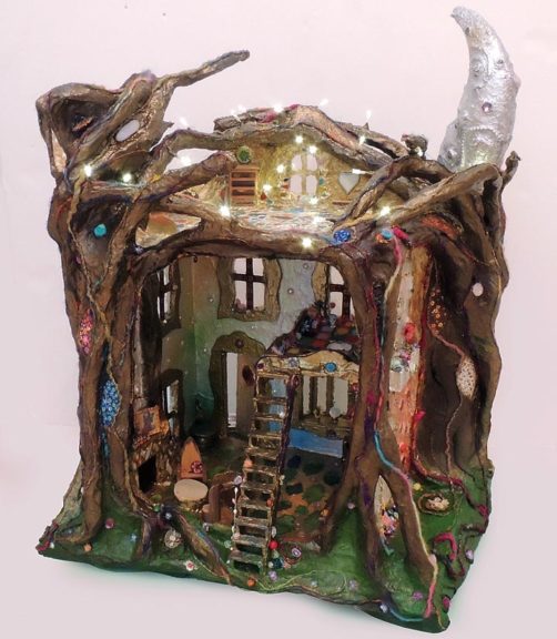 Sharri Phillips mixed media piece, “Fairy Dollhouse,” was awarded the LeMiller People’s Choice Award. (Submitted photo)