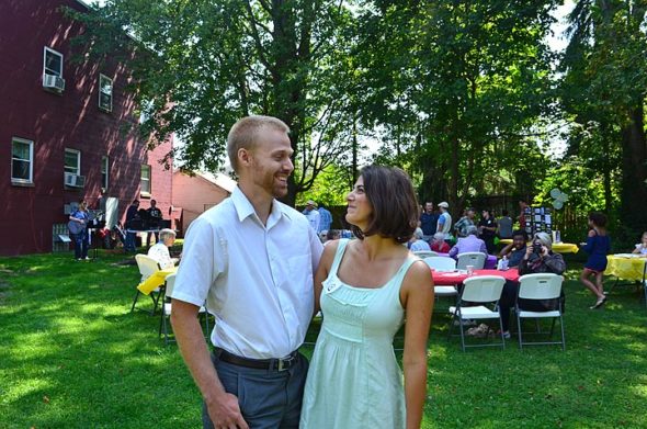 Tim and Julia Honchel were honored as the newest homeowners of local affordable housing land trust Home, Inc. at its annual members meeting last Sunday. (Photo by Megan Bachman)