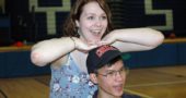 Yellow Springs High School seniors Greta Kremer and Jonah Trillana play theater-obsessed twins Sharpay and Ryan Evans in the school’s spring musical, “Disney’s High School Musical, On Stage!” to be presented this weekend and next at Mills Lawn School. (Photo by Carol Simmons)