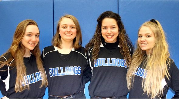 The 2018 YSHS softball team captains are, from left, Janine Stover, Jorie Sieck, Brielle Willis and Elly Kumbusky. (Submitted photo)