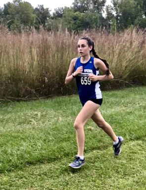 McKinney Middle School runner Cheyan Sundel-Turner placed 12th in the middle school race at last week’s Skyhawks Invitational in Fairborn. Sundel-Turner’s time was 14:27 for the two-mile race. (Submitted Photo by Mark Bricker)