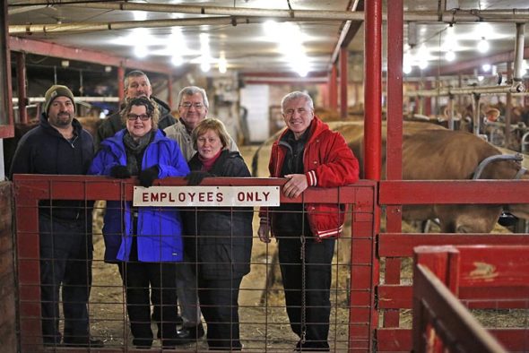 Some of the Young family who are on staff at the dairy. From left: Jay Young, Deb Young Whittaker, Kelly Young Green, Ben Young Back row, from left: Stuart Young, Dan Young. (photo by Gary McBride)