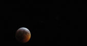 The Super Blood Wolf Moon, captured at around 11:50 p.m., Jan. 20–21. This full lunar eclipse — the last one until May, 2021 — lived up to its lengthy monicker in several ways.(Photo by Matt Minde)