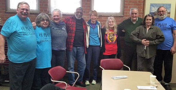 Former members of the Mystic Knights of Nowhere and H.U.M.A.N met earlier this year at the Yellow Springs Library to reminisce. From left: Neal Crandall, Pam Davis, Joan Chappelle, Aminullah Ahmad, Donna Silvert, Priscilla Moore, Victor Garcia, Tanya Fetcho and Mike Miller. (Submitted photo )